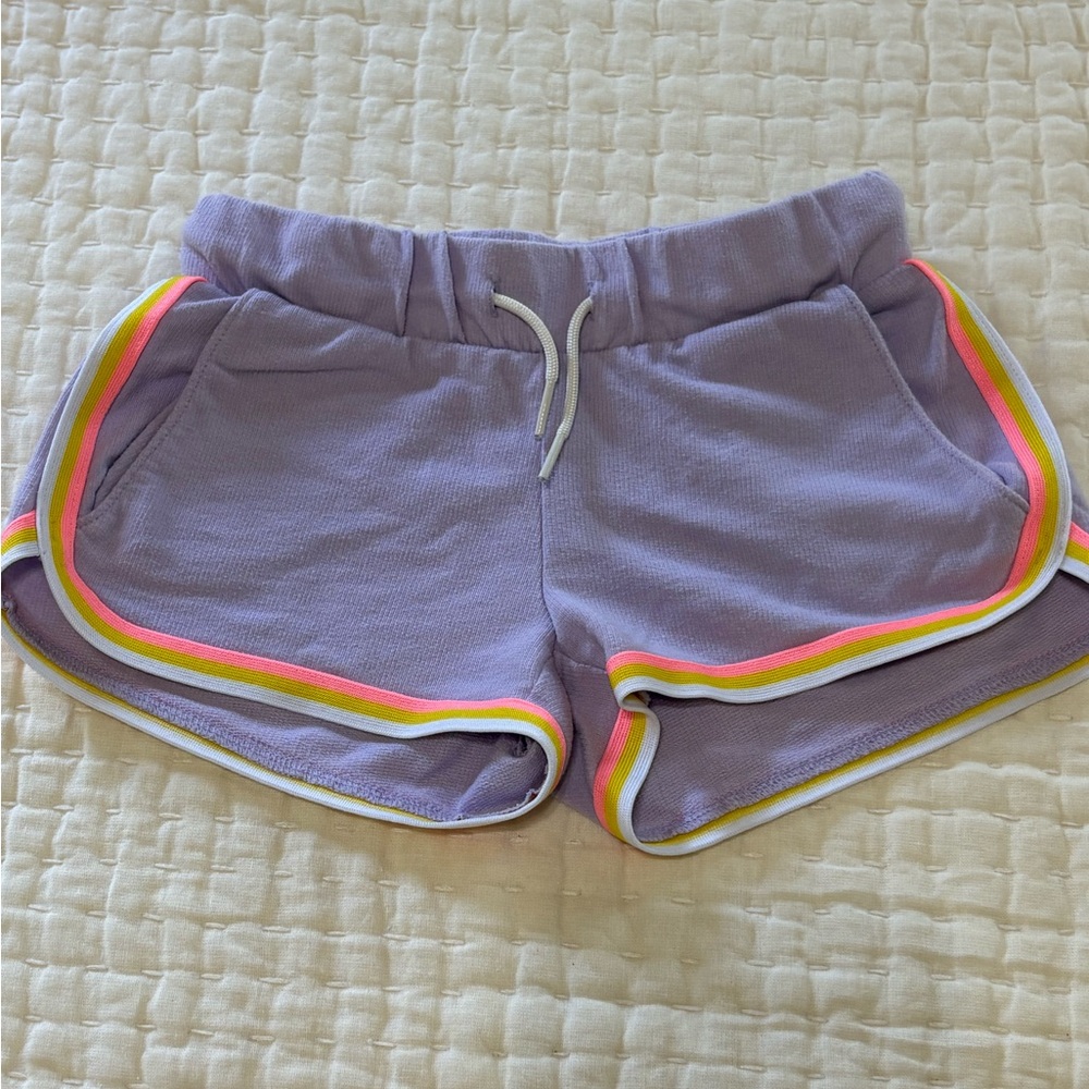 Girls Light Purple Shorts with Colorful Trim